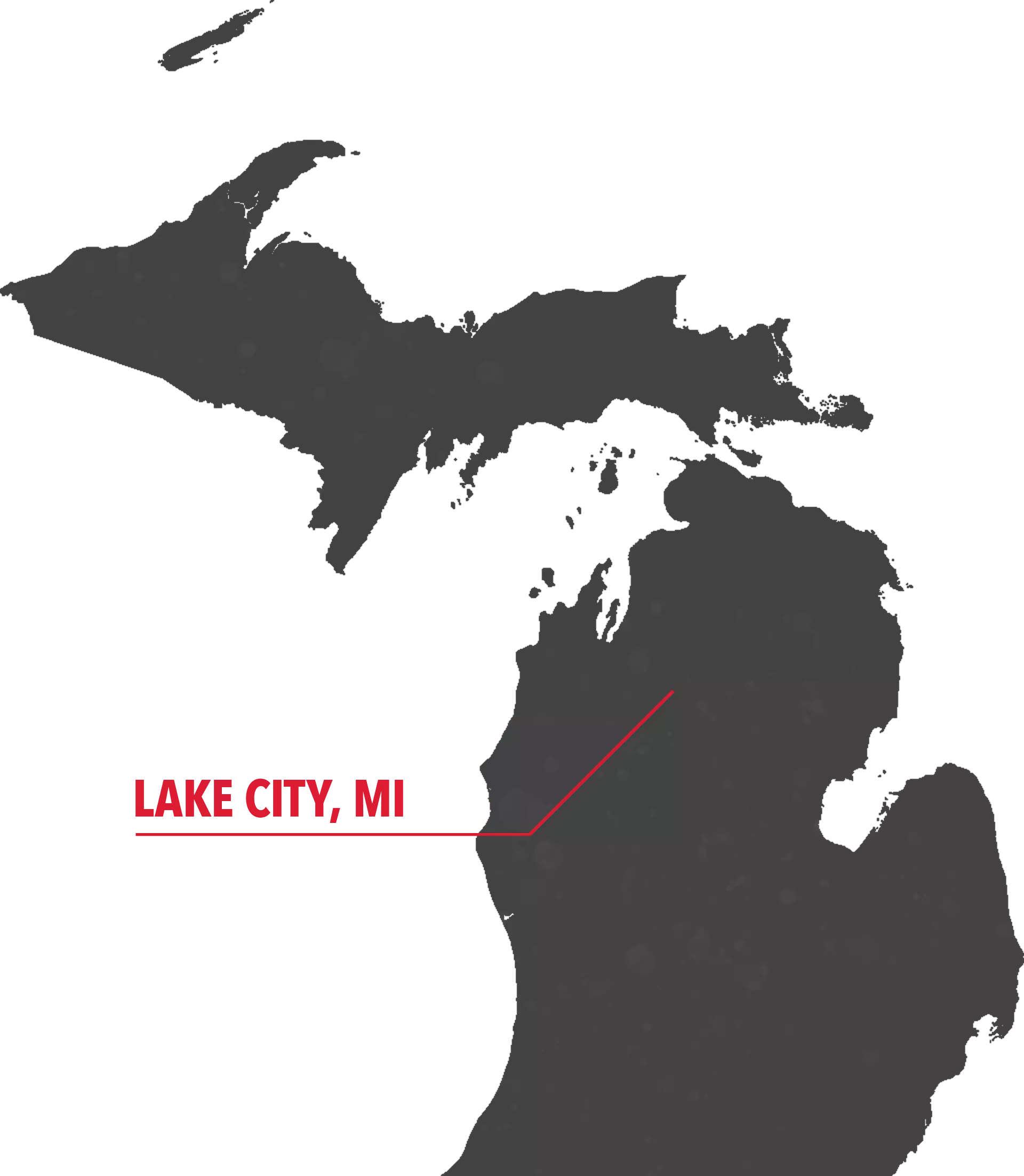 karte von michigan und bohning location, lake city