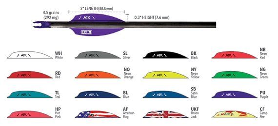 Purple Fletchings: Air Vanes in purple and 15 other colors