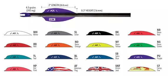 Fletchings morados: Paletas de aire en púrpura y otros 15 colores